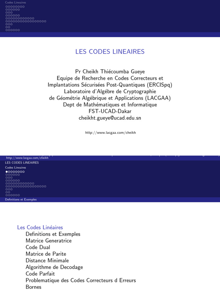 Introduction aux Codes Linéaires | PDF | Notation | Conventions de nommage