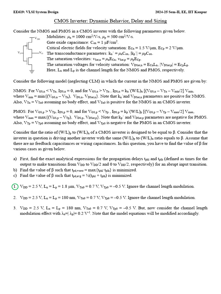CMOS Inverter Delay Analysis and Optimization | PDF | Mosfet | Cmos