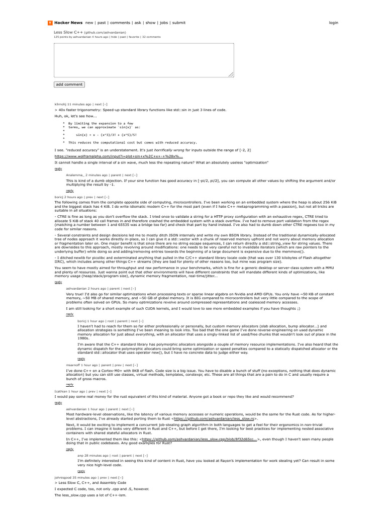 Less Slow C++ - Hacker News | PDF | C++ | Graphics Processing Unit
