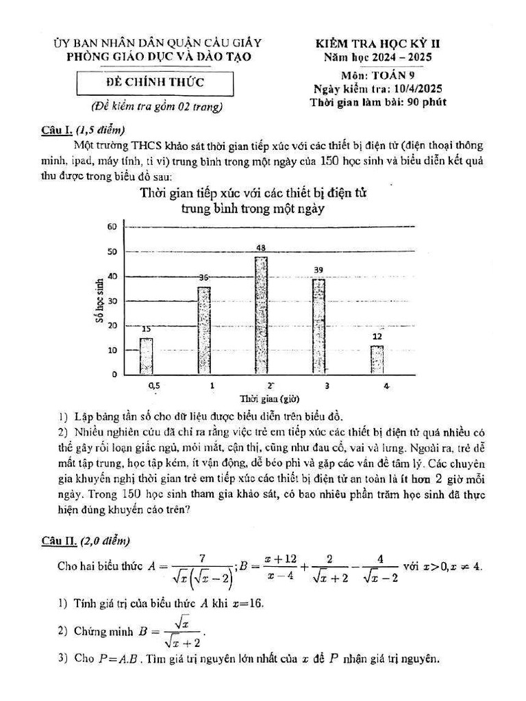 De Kiem Tra Hoc Ky 2 Toan 9 Nam 2024 - 2025 Phong GDDT Cau Giay - Ha ...