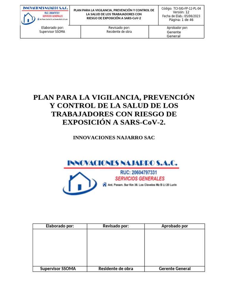 Plan de Salud para Trabajadores COVID-19 | PDF | Lavado de manos ...
