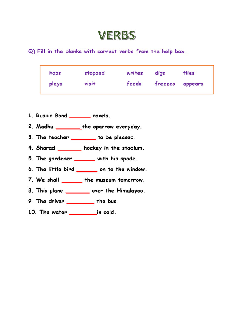 Fill in the Blanks with Verbs | PDF