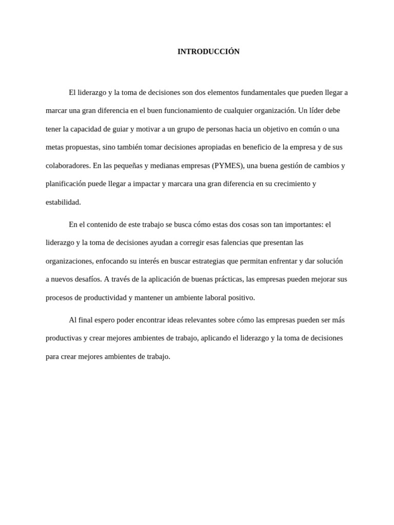 Liderazgo y Decisiones en PYMES | PDF | Liderazgo | Toma de decisiones