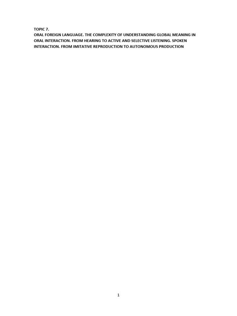 Understanding Oral Language in EFFL | PDF | Speech | Communication
