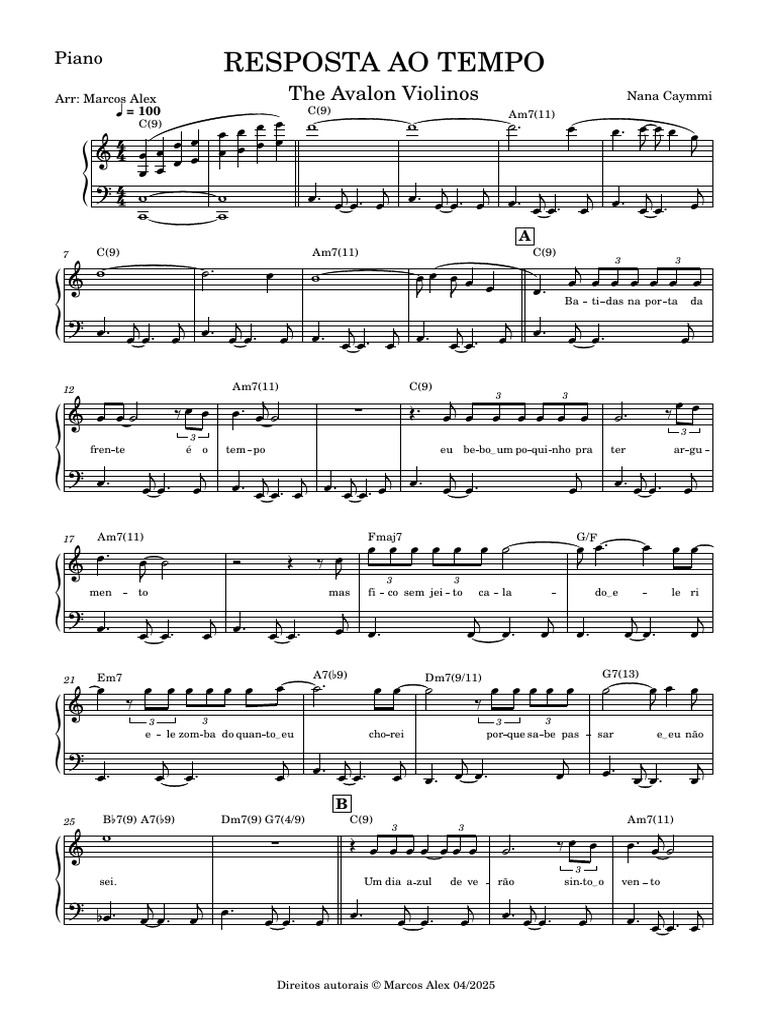 Resposta ao Tempo - Partitura Piano | PDF