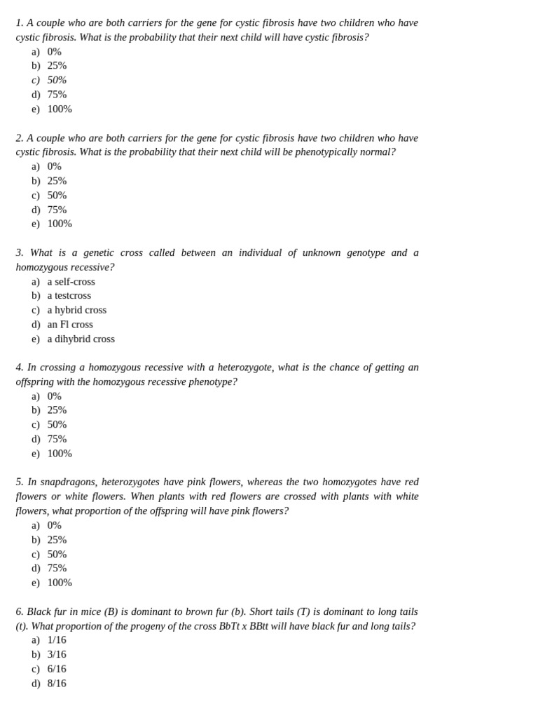 Probability of ccdd Genotype in Offspring | PDF | Dominance (Genetics ...