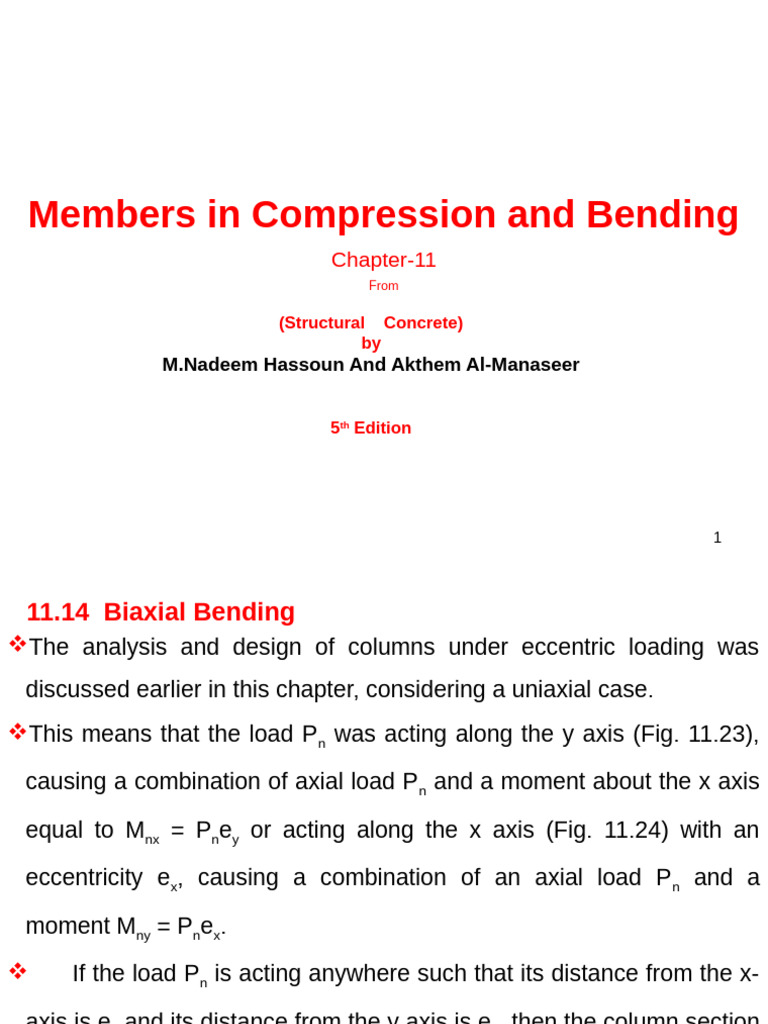 Biaxial Columns Chapter11 | PDF | Bending | Column