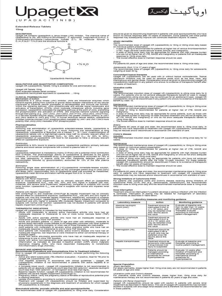 Upaget XR Leaflet Folded PAK 3 | PDF | Drugs | Pharmacology