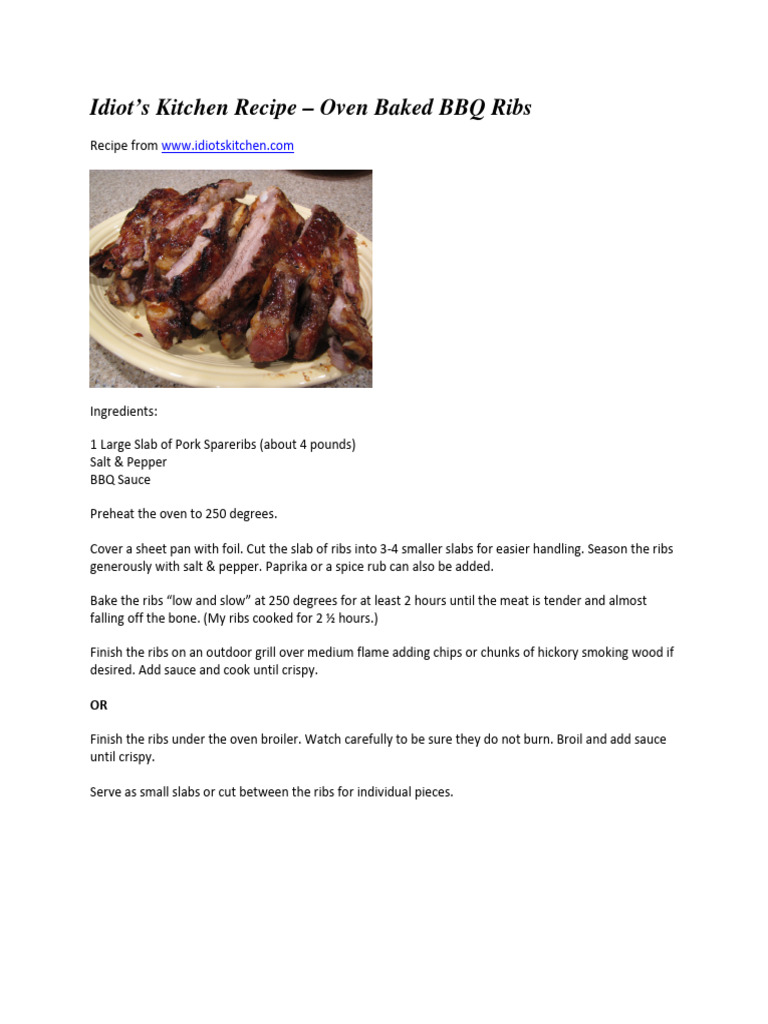 Oven Baked BBQ Ribs | PDF