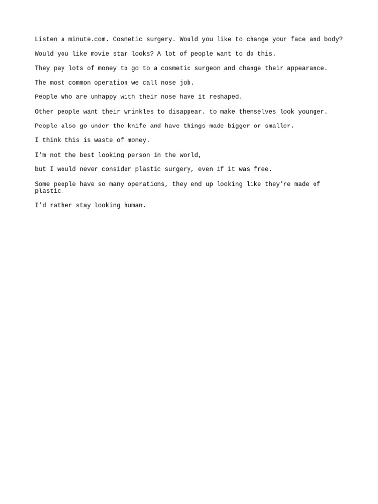 Cosmetic Surgery Pdf