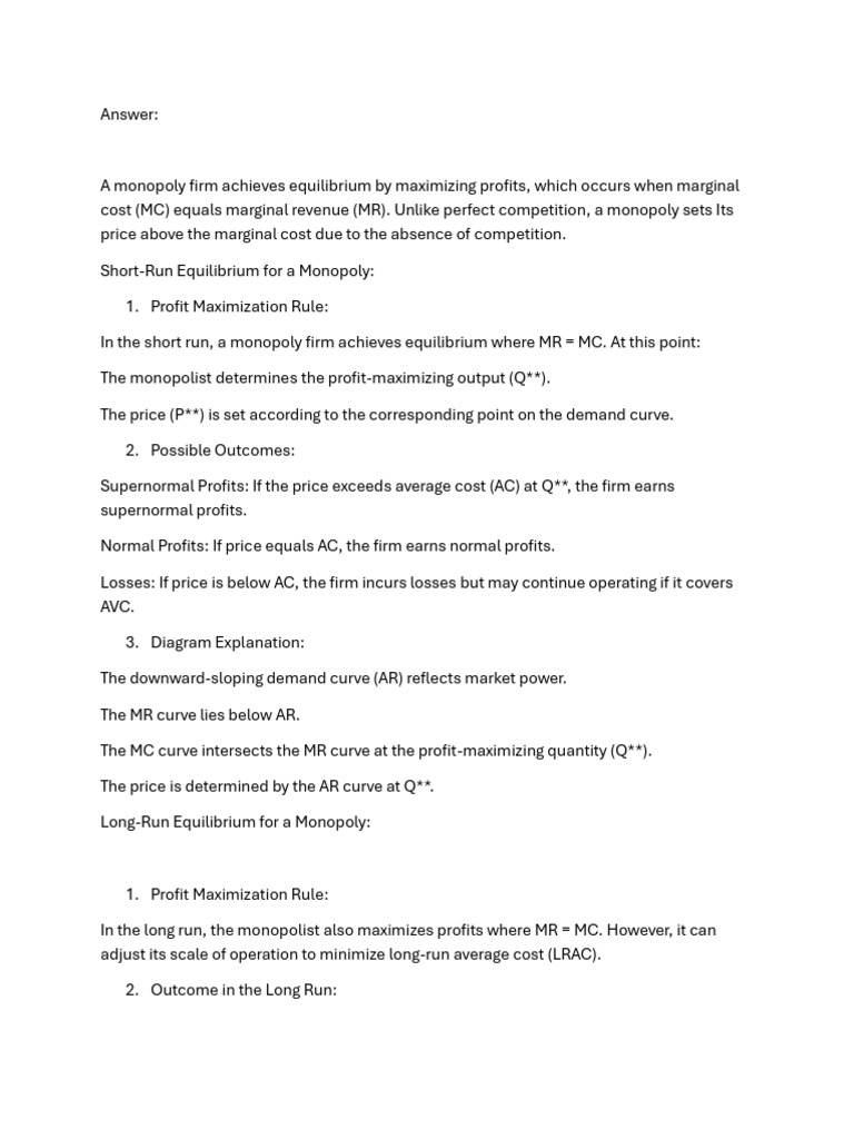 Monopoly and Monopolistic Competition Analysis | PDF | Profit ...