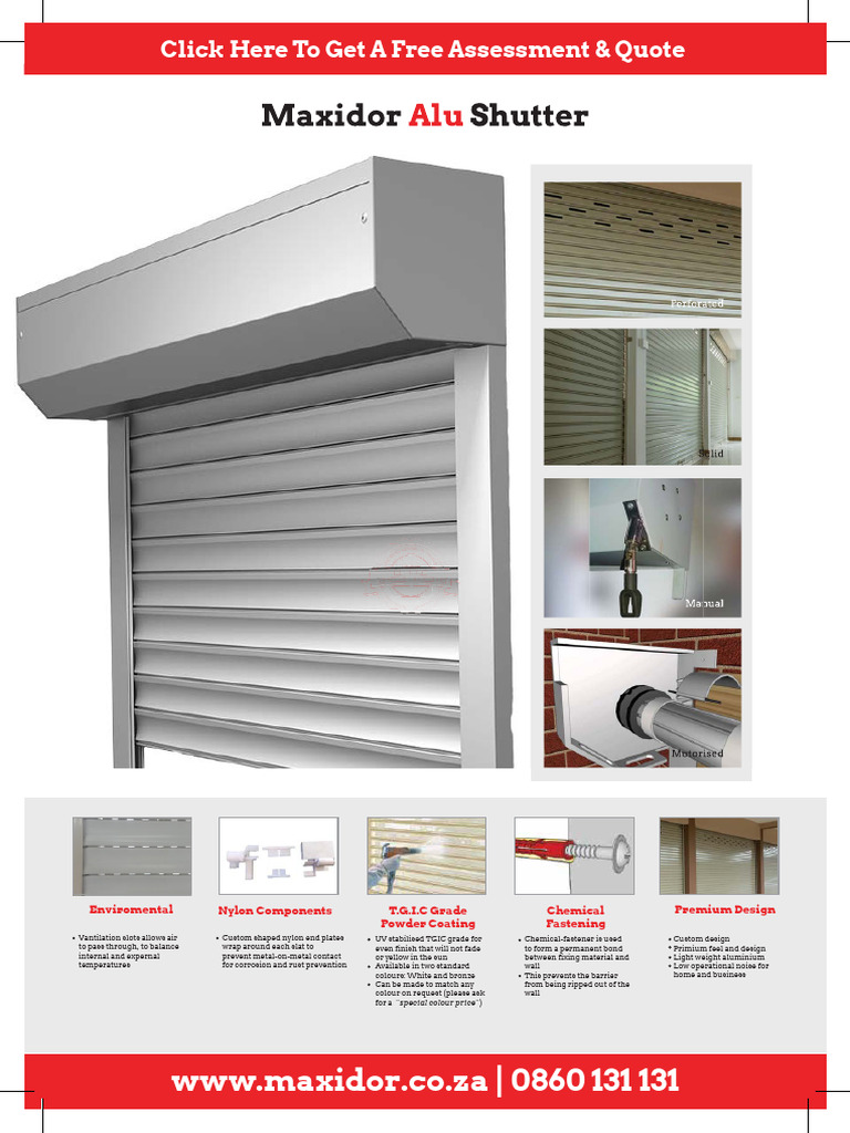 Maxidor Allumium Roller Shutter Door Brochure | PDF | Chemical ...