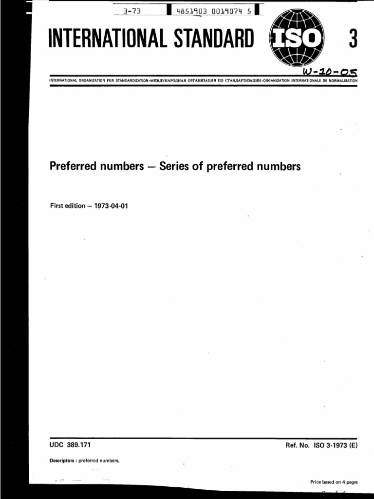 ISO 3:1973 Preferred Number Series | PDF | International Organization ...