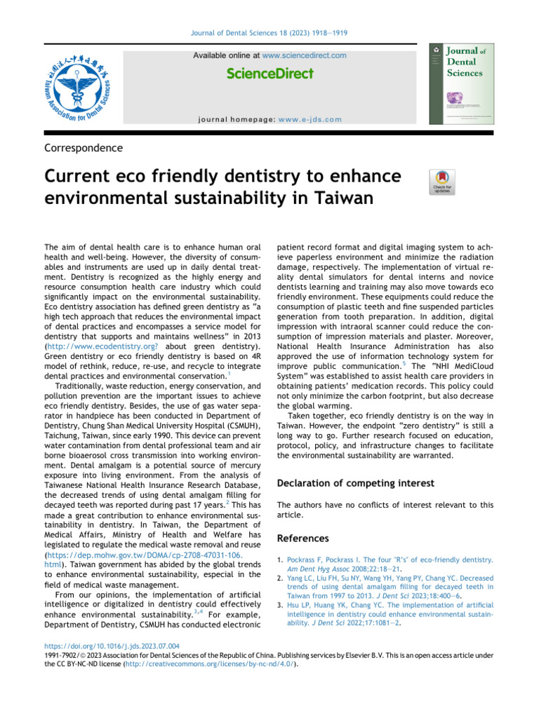 Current Eco Fiendly Dentistry To Enhance Environmental Sustainability ...