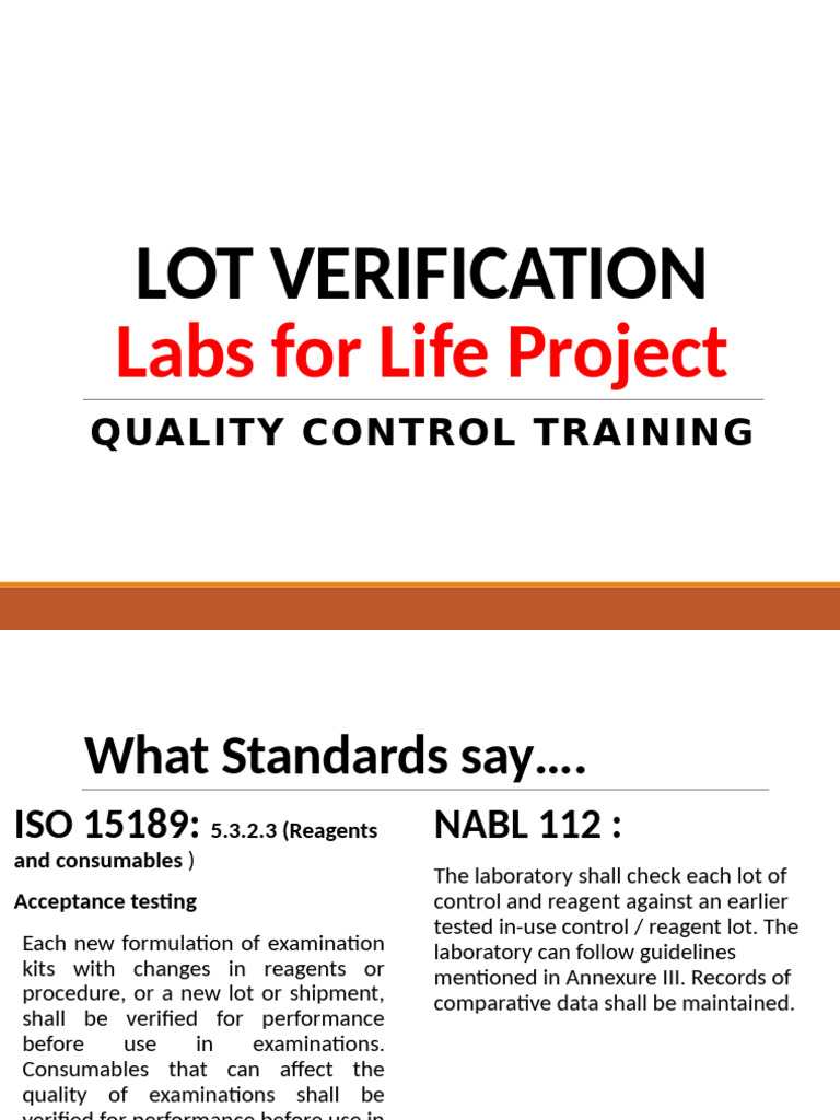 Lot Verification for Lab Quality Control | PDF | Verification And ...