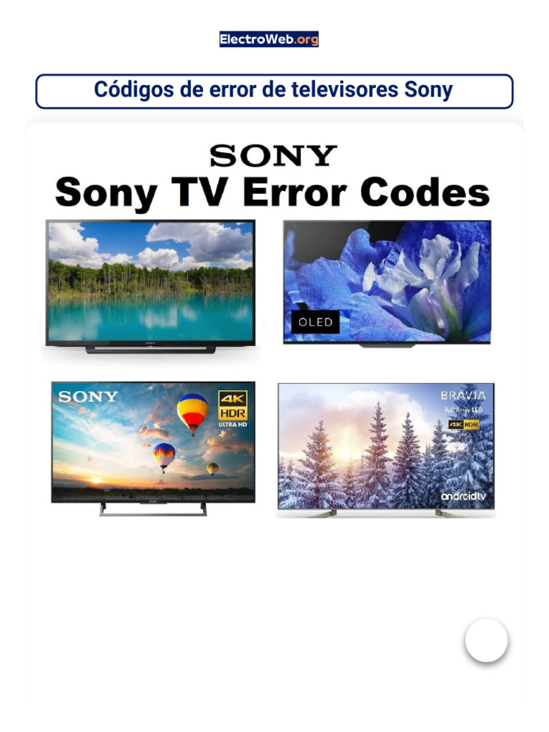 Códigos de error en televisores Sony Bravia | PDF | Punto de acceso ...