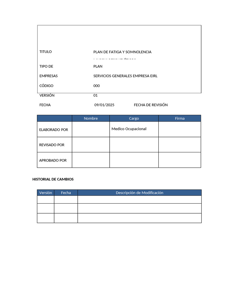 Plan de Prevención de Fatiga Laboral | PDF | Seguridad y salud ...