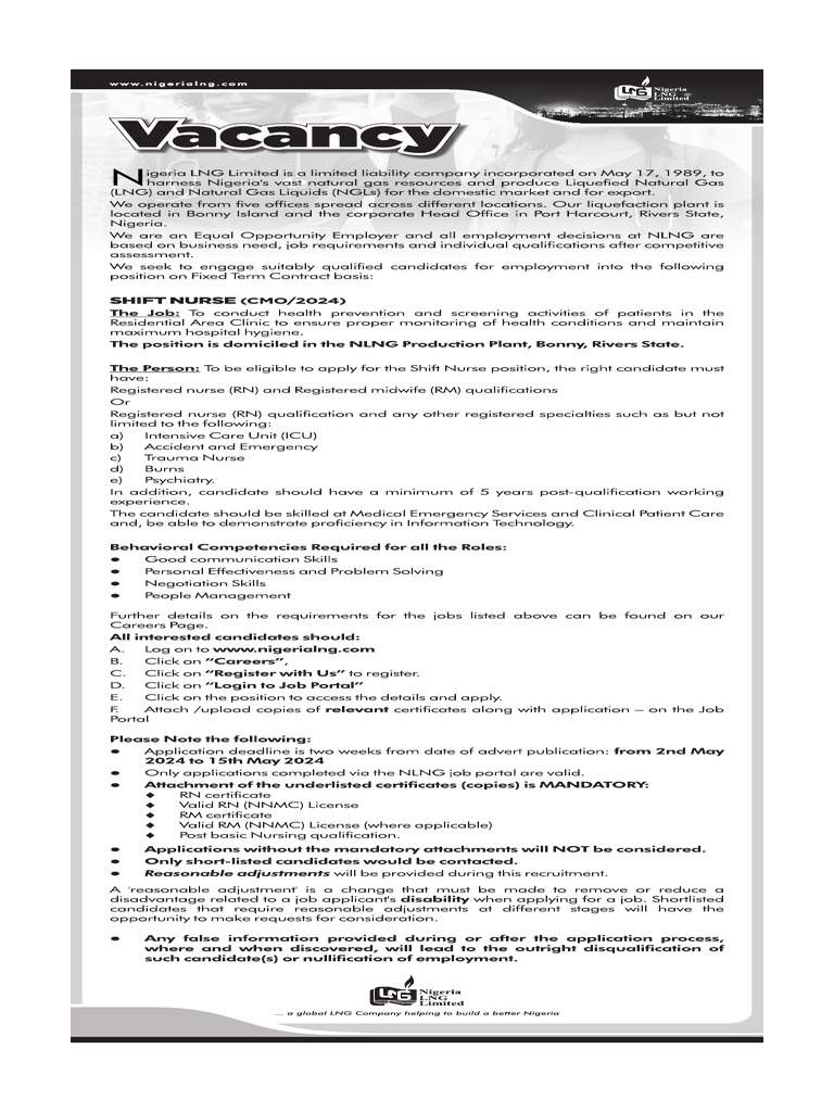 Advert For Shift Nurse | PDF