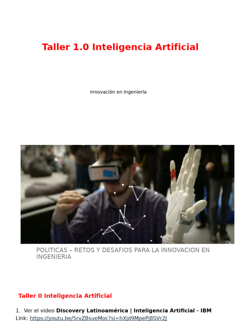 Taller 1.0 Inteligencia Artificial | PDF