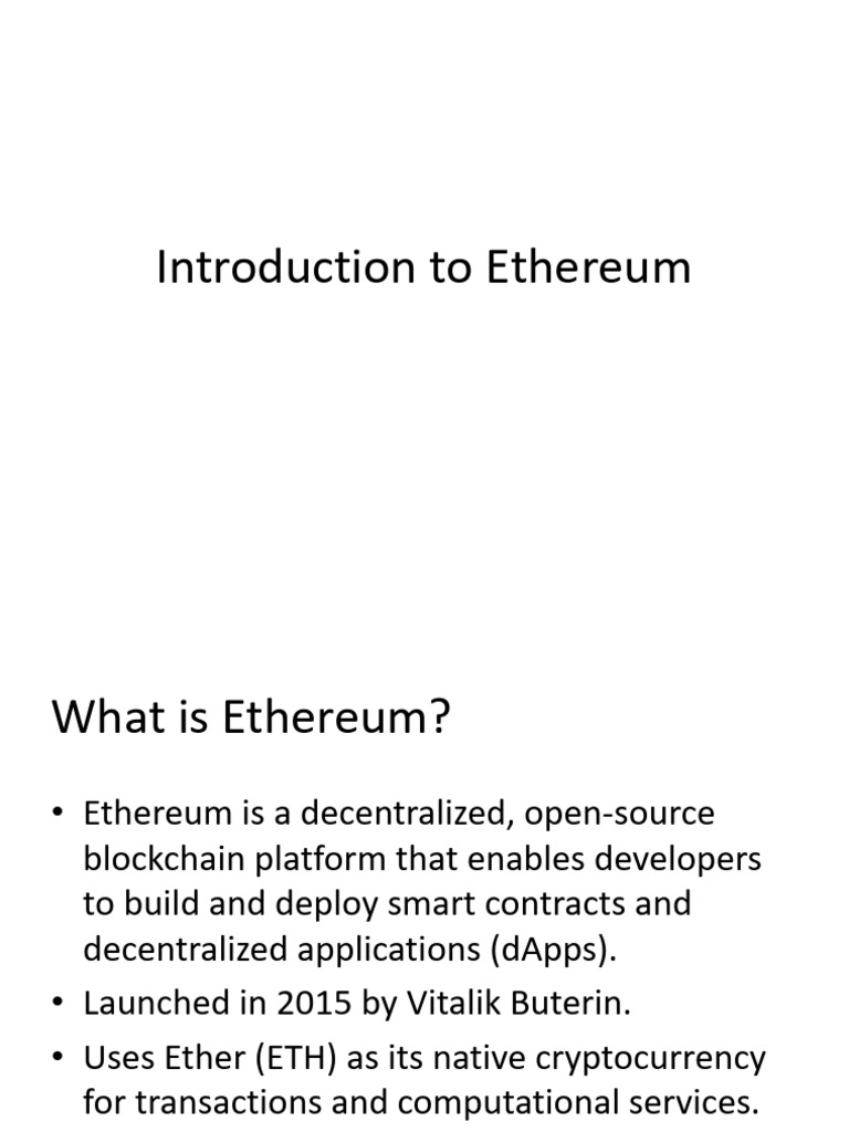 Ethereum Presentation | PDF | Applications Of Cryptography | Computer  Science