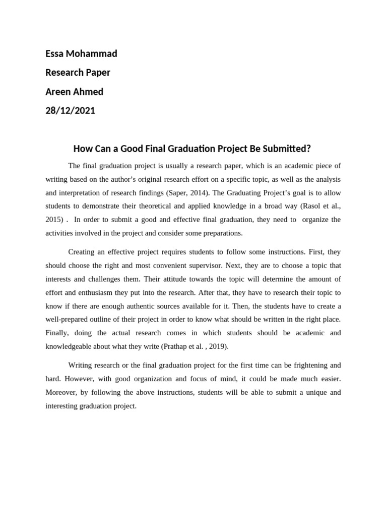 How Can A Good Final Graduation Project Be Submitted | PDF