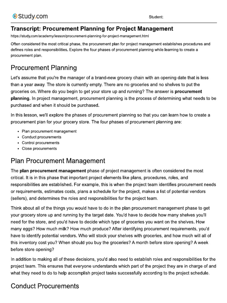 Procurement Management | PDF