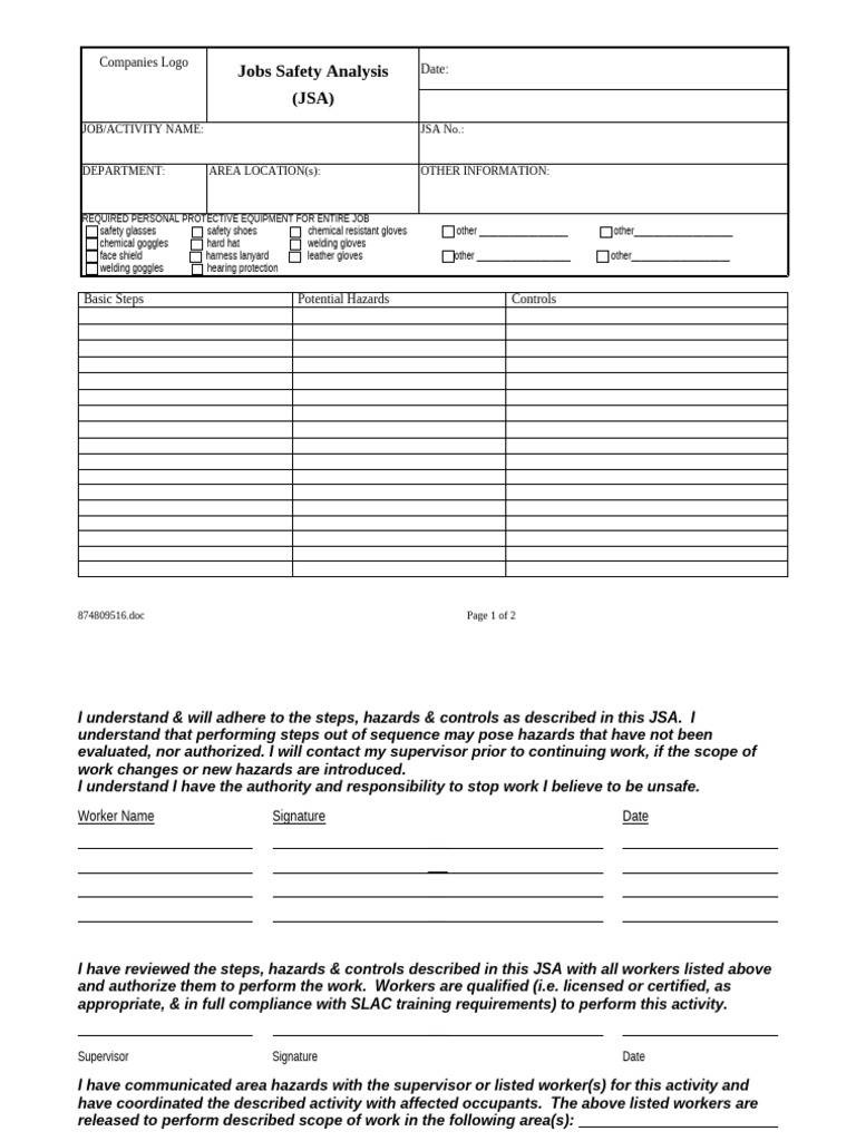 Job Safety Analysis | PDF