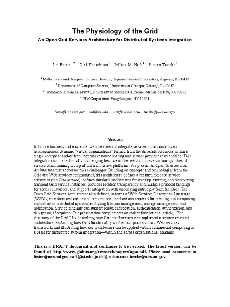 Open Grid Services Architecture Overview | PDF | Soap | Grid Computing