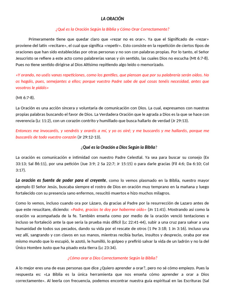Significado de la Oración en la Biblia | PDF | Oración | Jesús