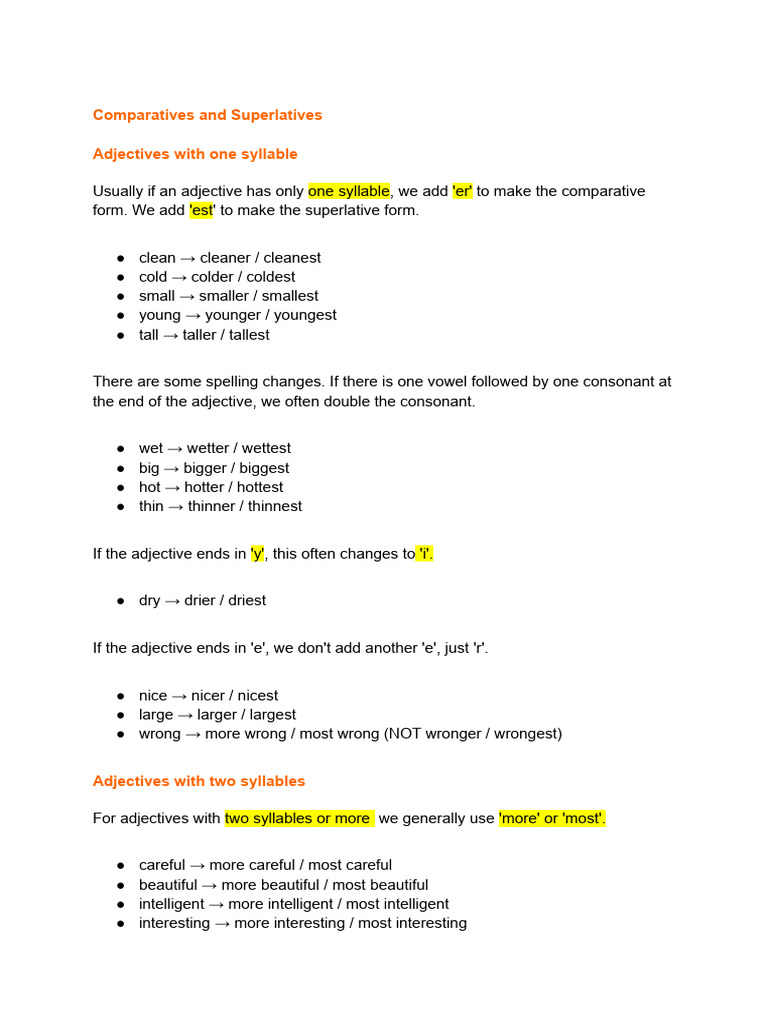 Understanding Comparatives and Superlatives | PDF