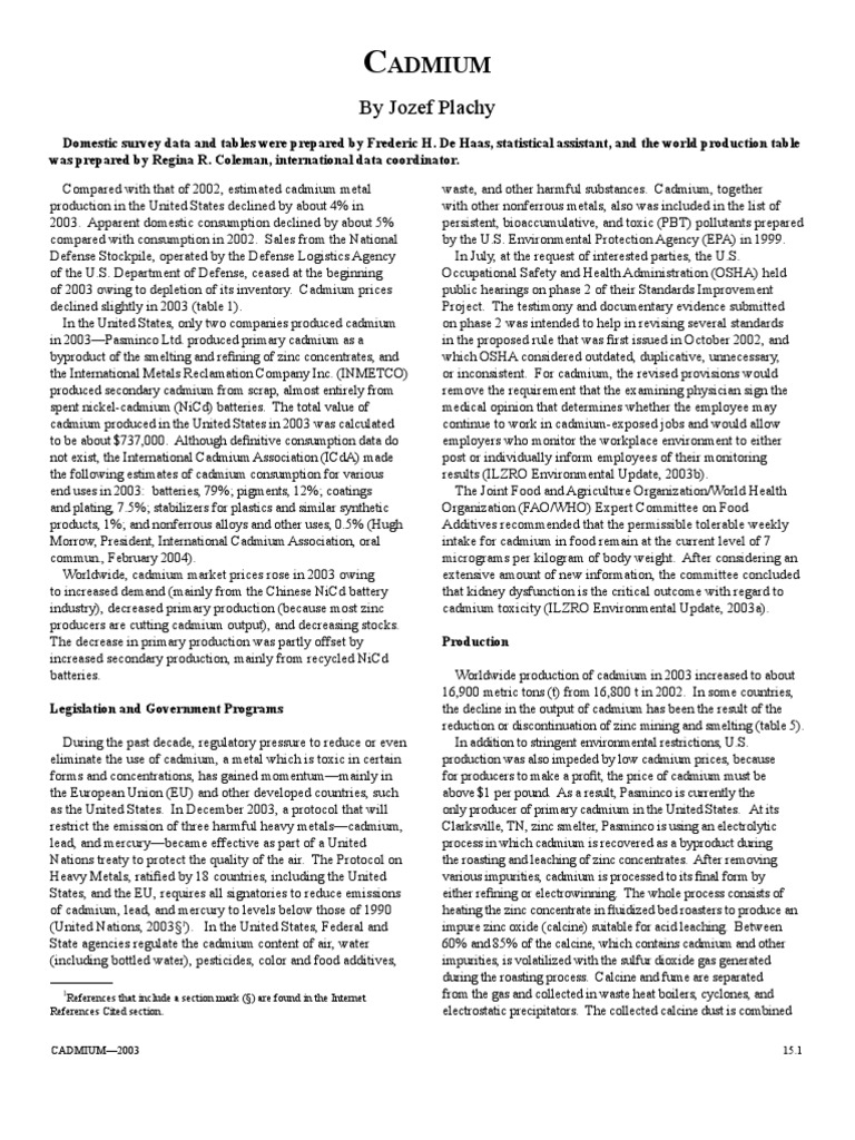 Admium by Jozef Plachy PDF Cadmium Battery (Electricity)