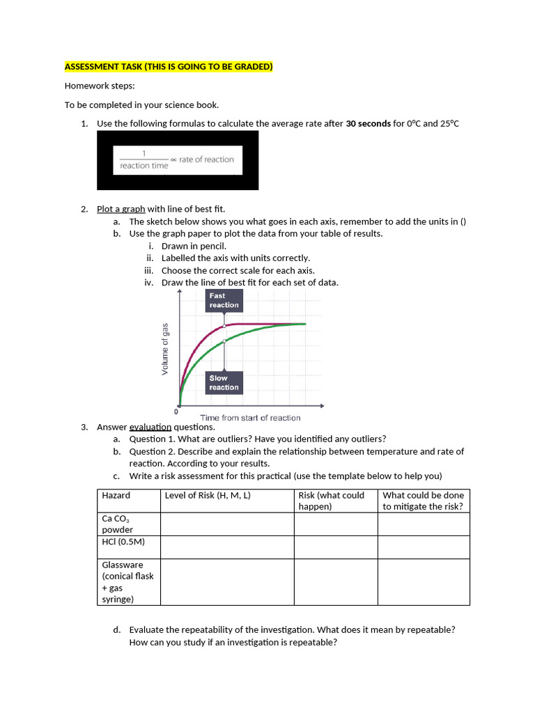Science Experiment: Rate of Reaction Analysis | PDF