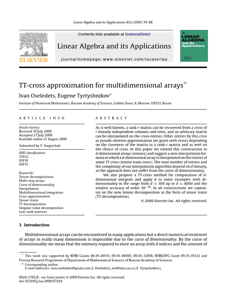 TT-Cross Approximation for Tensors | PDF | Matrix (Mathematics) | Tensor