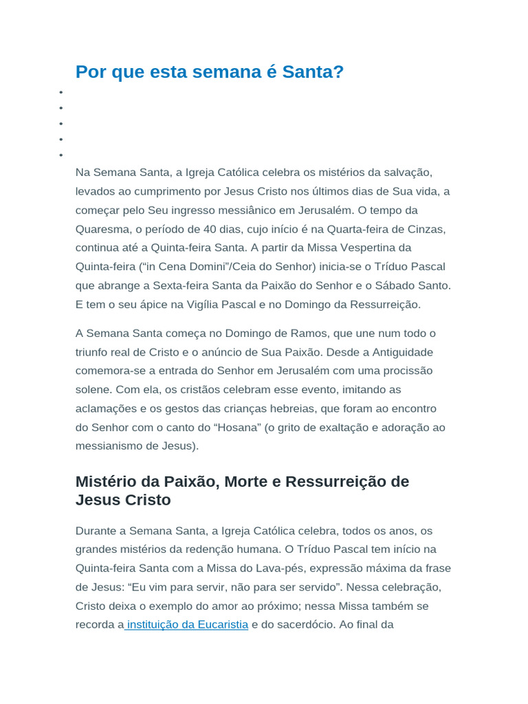 Por que esta semana é Santa | PDF | Páscoa | Eucaristia
