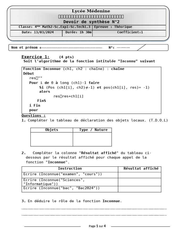 Algorithmes et exercices de programmation | PDF | Mathématiques ...
