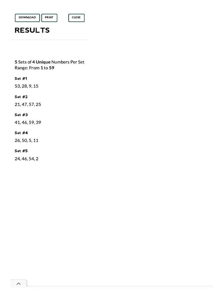 Random Number Sets for Research | PDF