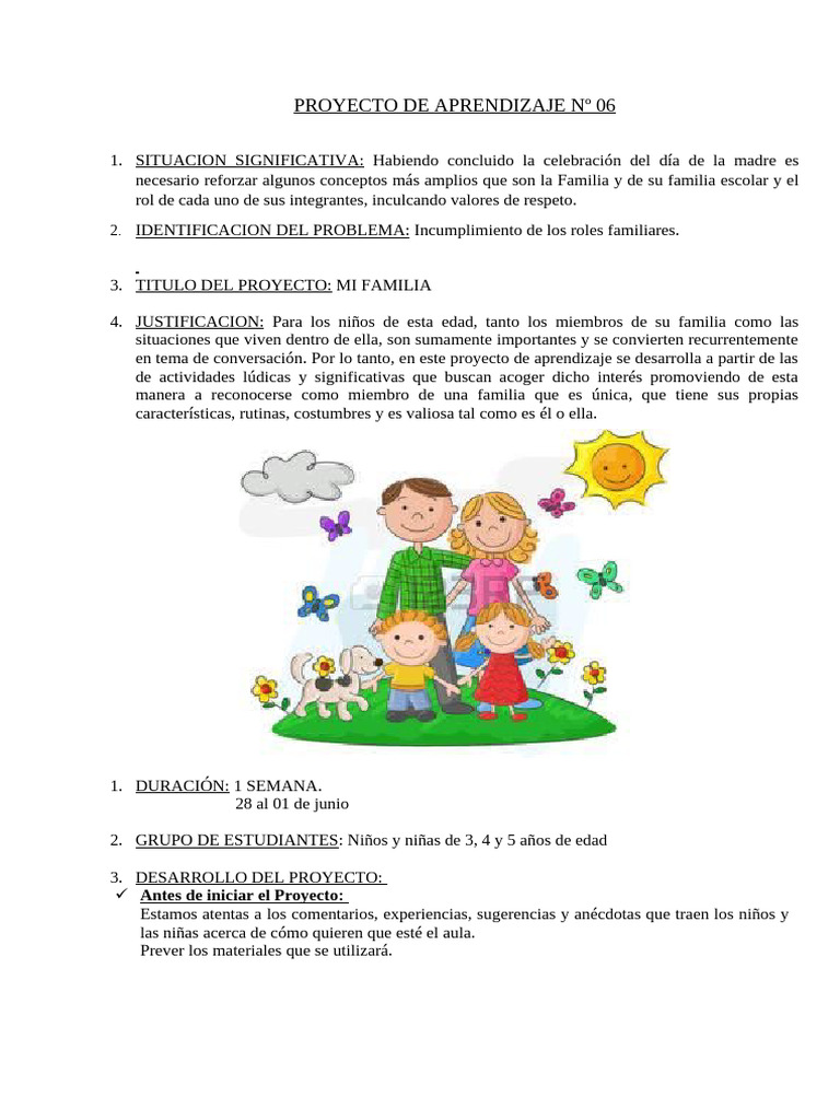 Proyecto de Aprendizaje: Mi Familia | PDF | Comunicación | Aprendizaje