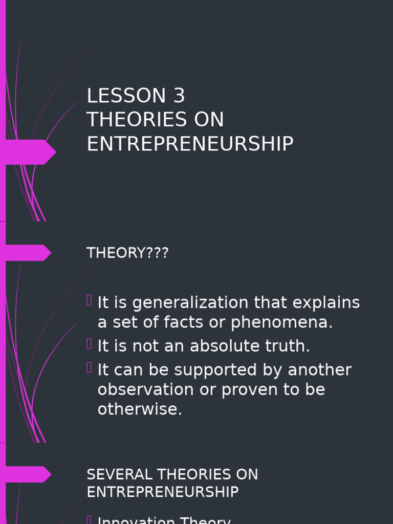 Theories of Entrepreneurship Explained | PDF | Entrepreneurship ...