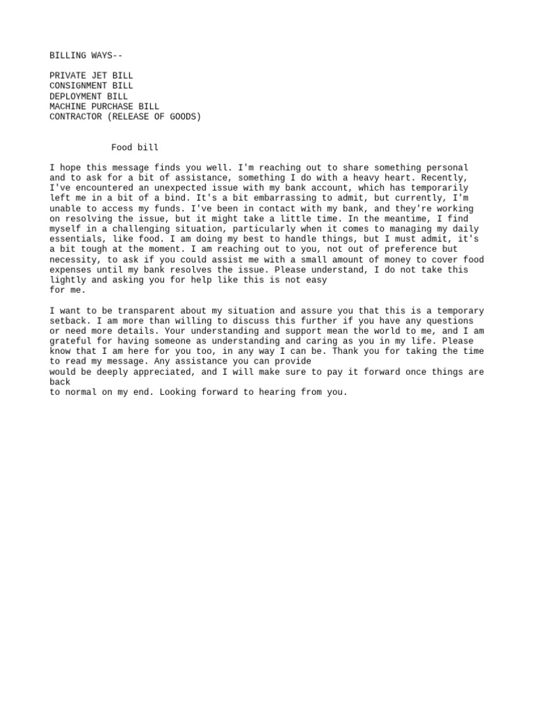 Request for Financial Assistance | PDF