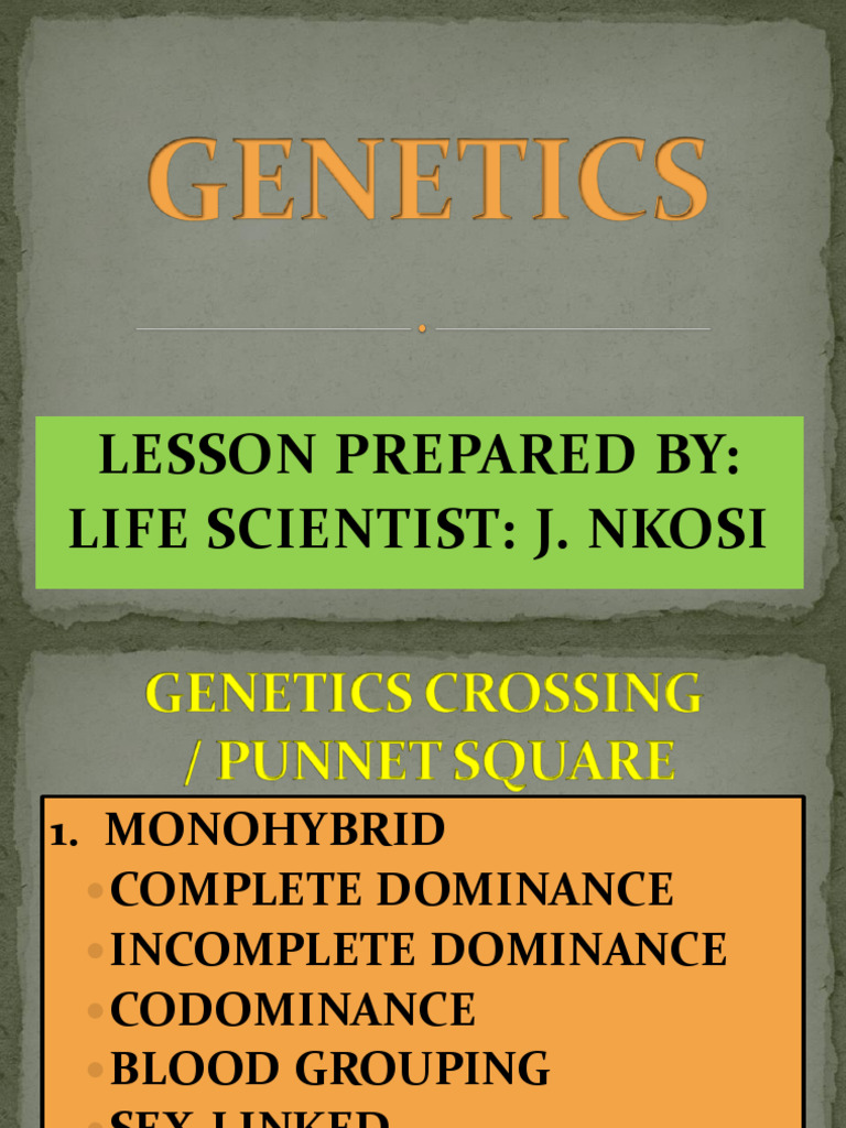 Genetics Lesson - MR Nkosi J. | PDF | Dominance (Genetics) | Genotype