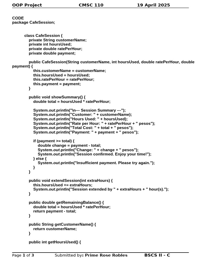 OOPproject_template BSCS-2C-Prime | PDF | Software | Computer Programming