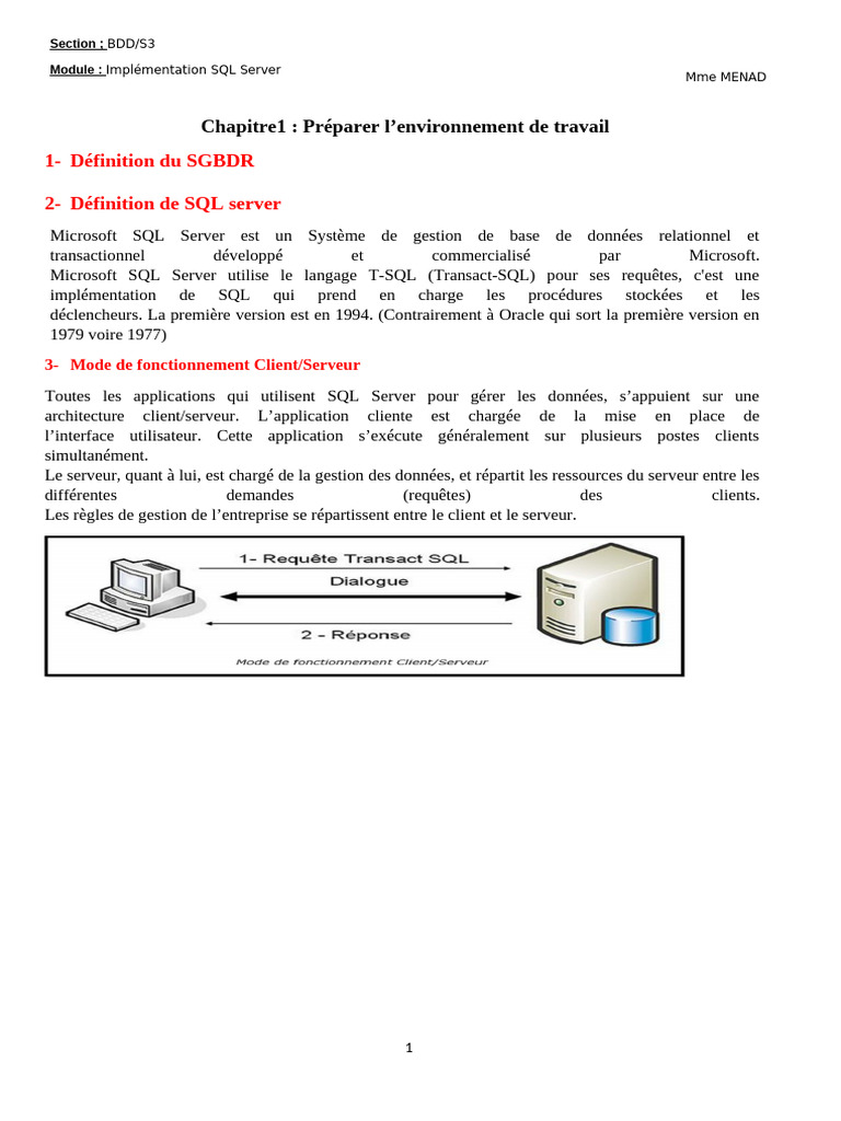 Définition de SQL Server | PDF | Microsoft SQL Server | Bases de données