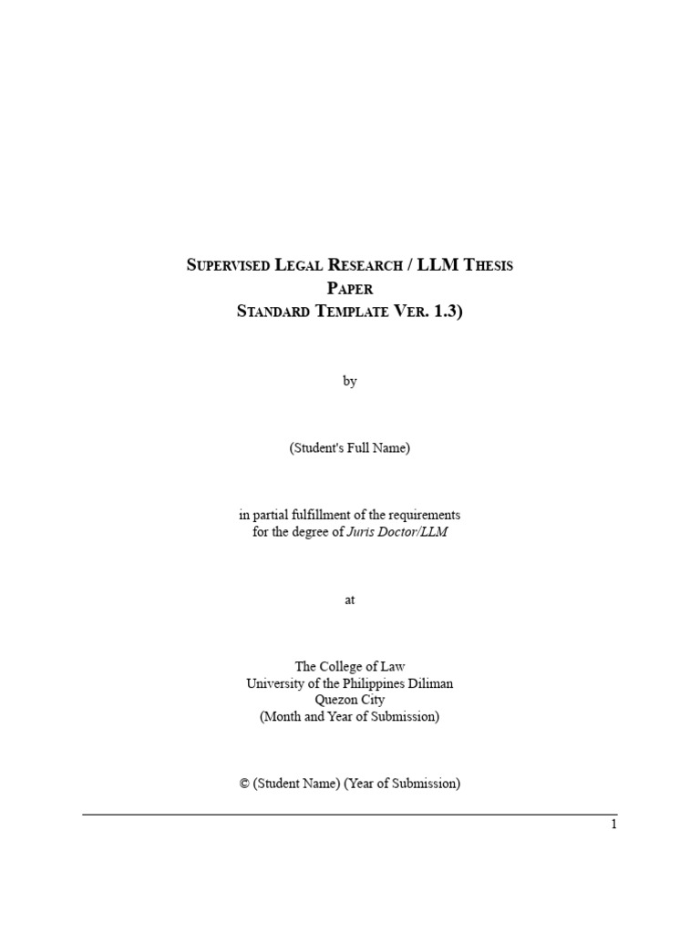 Legal Research Thesis Template Guide | PDF | Thesis | Citation
