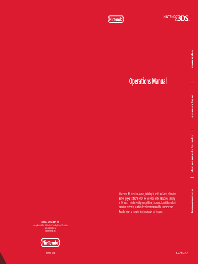 3DSOperationsManual AU | PDF | Nintendo Consoles