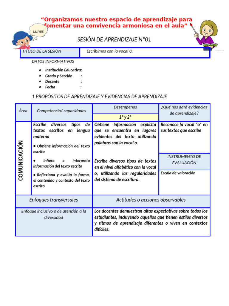 Aprendizaje de la Vocal O en el Aula | PDF | Aprendizaje | Información