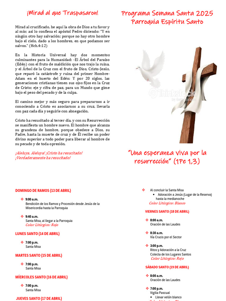 Programa Semana Santa 2025 | PDF | Adoración Cristiana Y Liturgia ...