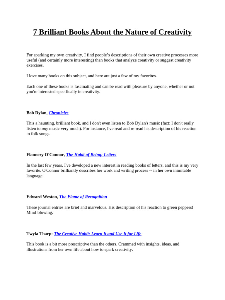 7 Books About The Nature of Creativity | PDF