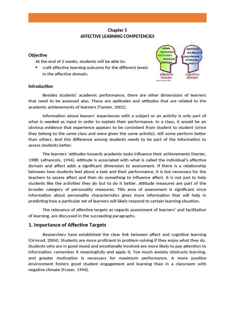 Affective Learning Competencies Explained | PDF | Attitude (Psychology ...