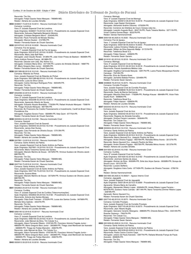 Diário Da Justiça Eletrônico | PDF | Advogado | Direito Comum