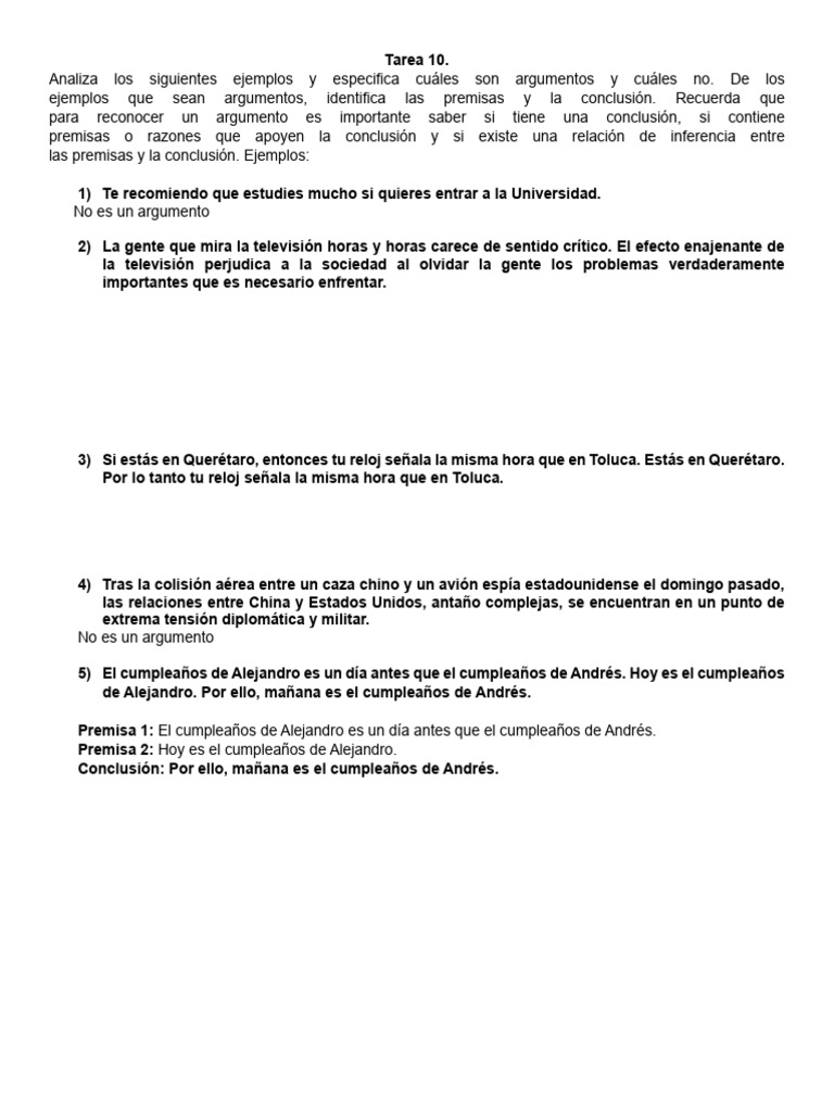 Tarea 10 | PDF | Razonamiento deductivo | Razonamiento